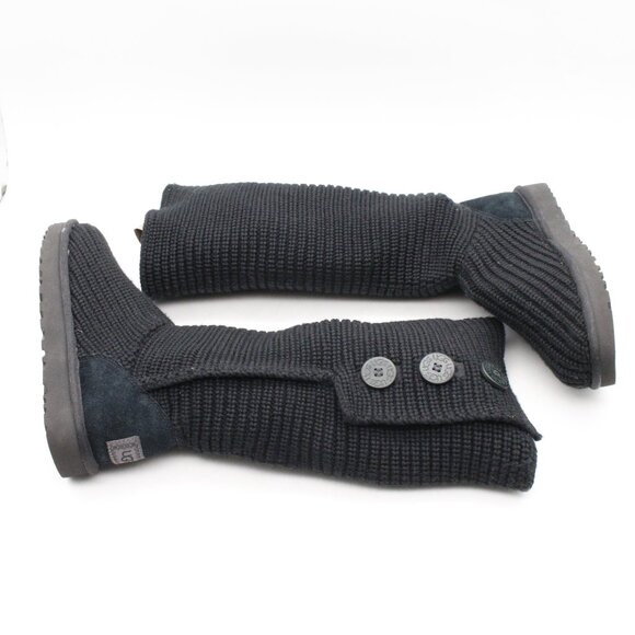 UGG Australia  Women's Size 9 Classic Cardy Knit Black Boots 1016555 - Picture 6 of 8